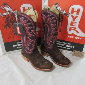 Hyer Women's Rose Hill 13" Cutter Toe Western Boots Chesnut Napped Roughtout/Egg